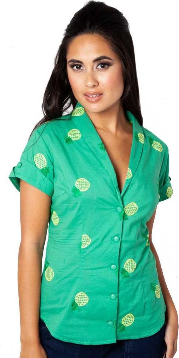 Voodoo Vixen Blouse -M- Violet Groen