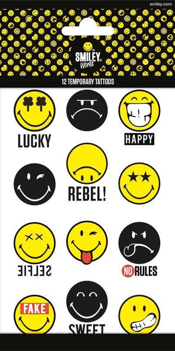 Smiley Neptattoos Smiley World Junior Geel 12 Stuks