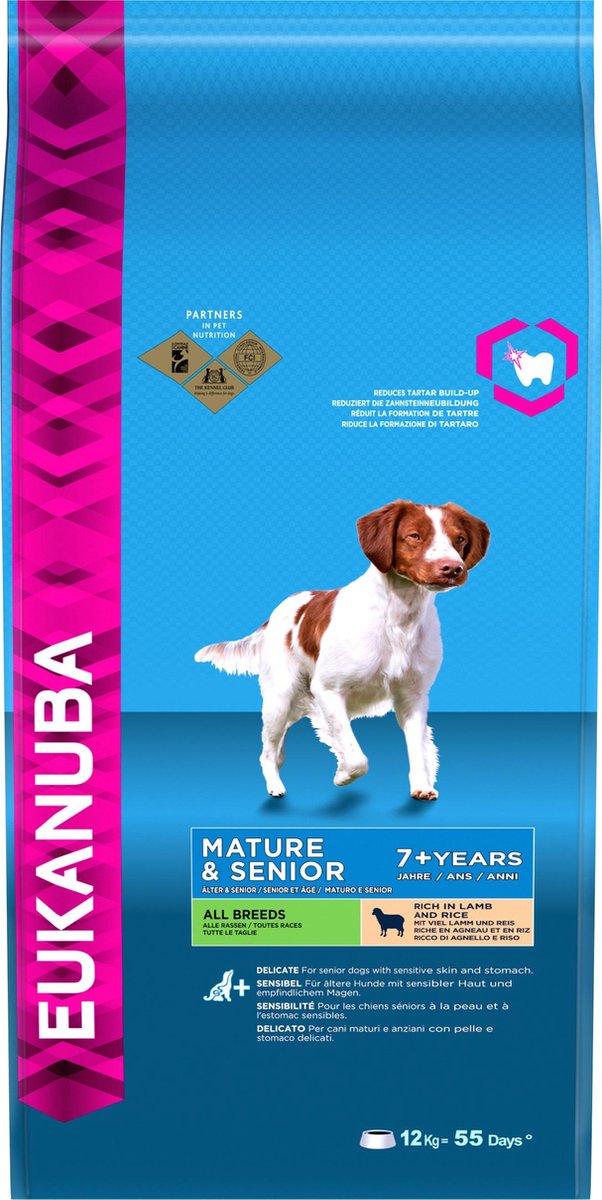 Eukanuba Dog Mature & Senior - All Breeds - Lam/Rijst - Hondenvoer - 12 kg