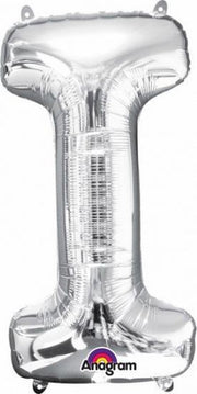 Letter I ballon zilver 86 cm