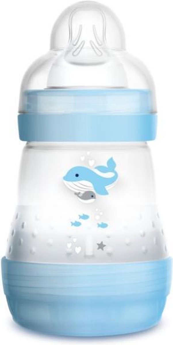 MAM 160ml ANTI-COLIC ZUIGFLES 0+ Medium flow Blauw