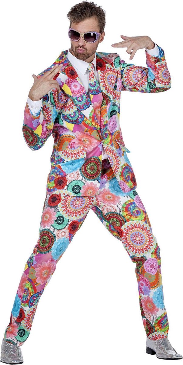 Broek multi print hippie voor heer
