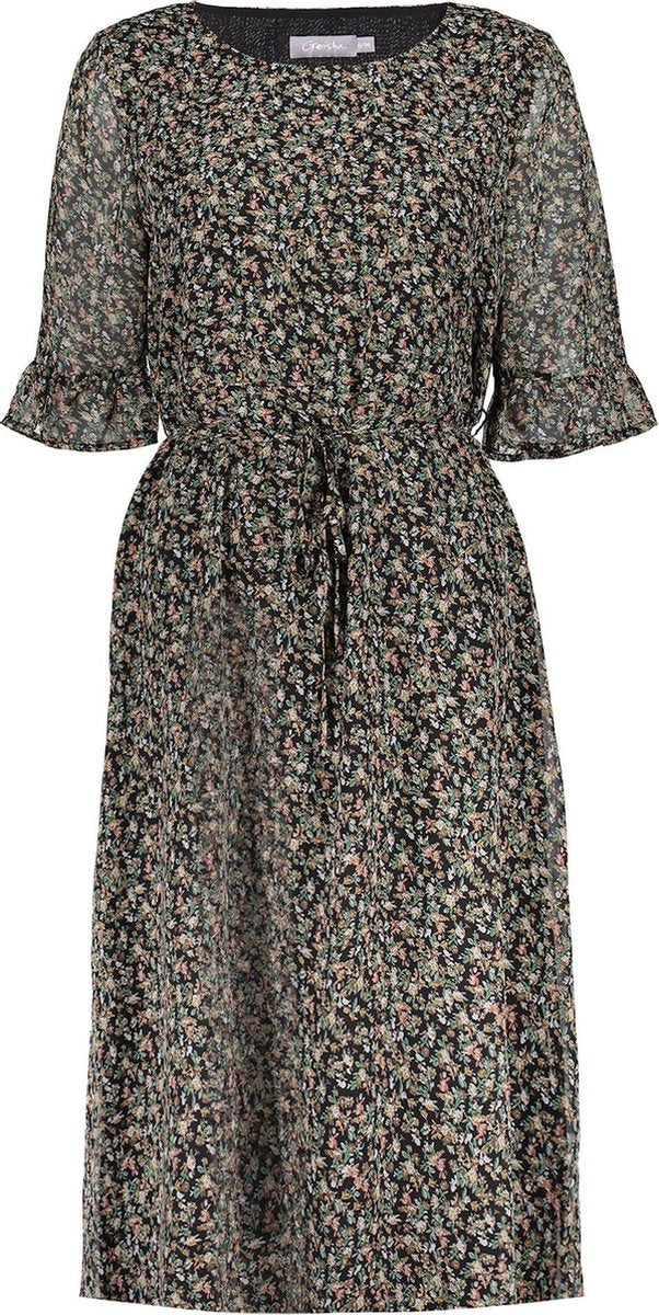 Dress Long Flowers And Leaves 17050 26 Black/green