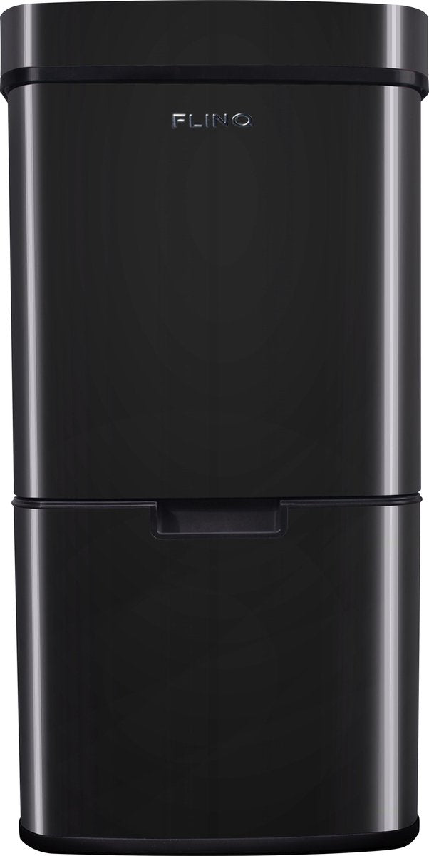 FlinQ RVS Sensor Prullenbak - Zwart - Afvalscheiding 3 vakken - 72L - (2x12 + 48 Liter) met Sensor– Design Trio Afvalemmer RVS