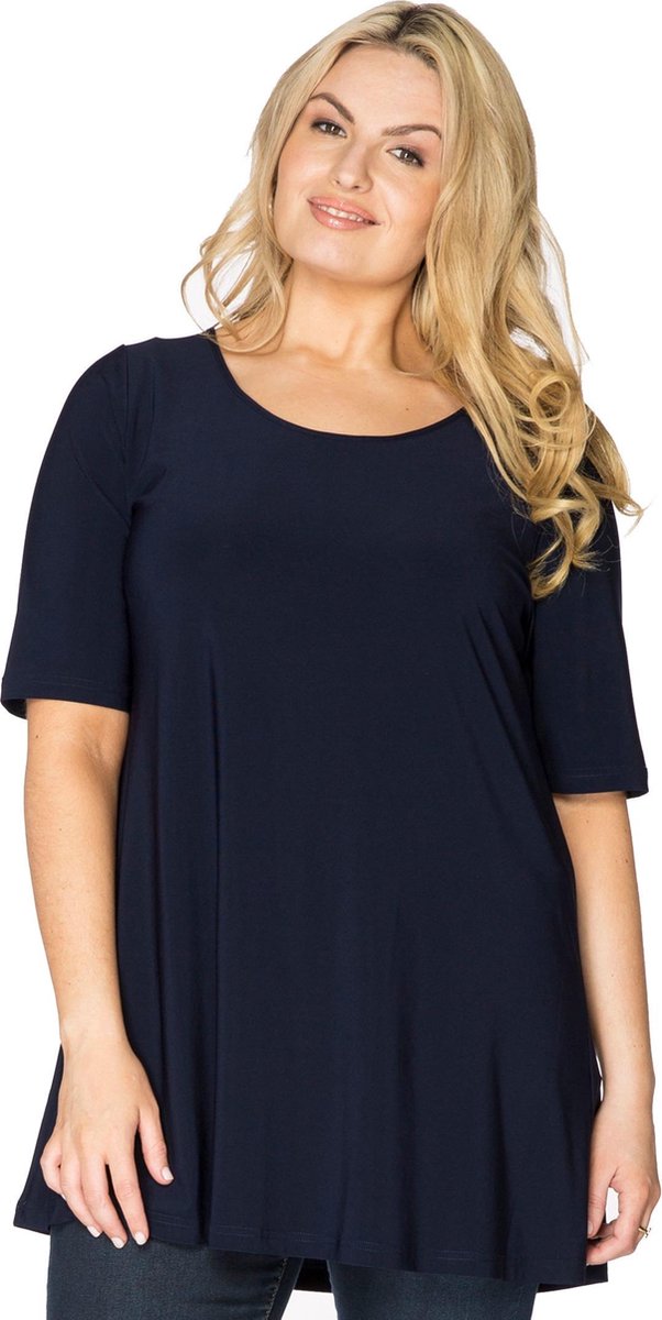 Yoek | Grote maten - dames t-shirt korte mouw - donkerblauw