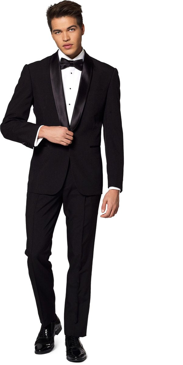 OppoSuits Jet Set Black - Heren Tuxedo Smoking met Vlinderdas - Chique - Zwart - Maat EU 52
