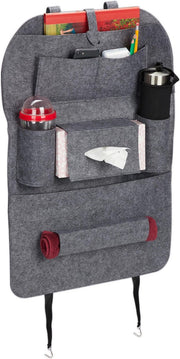 relaxdays autostoel organizer vilt - auto organizer XL - autostoel beschermer kinderen grijs