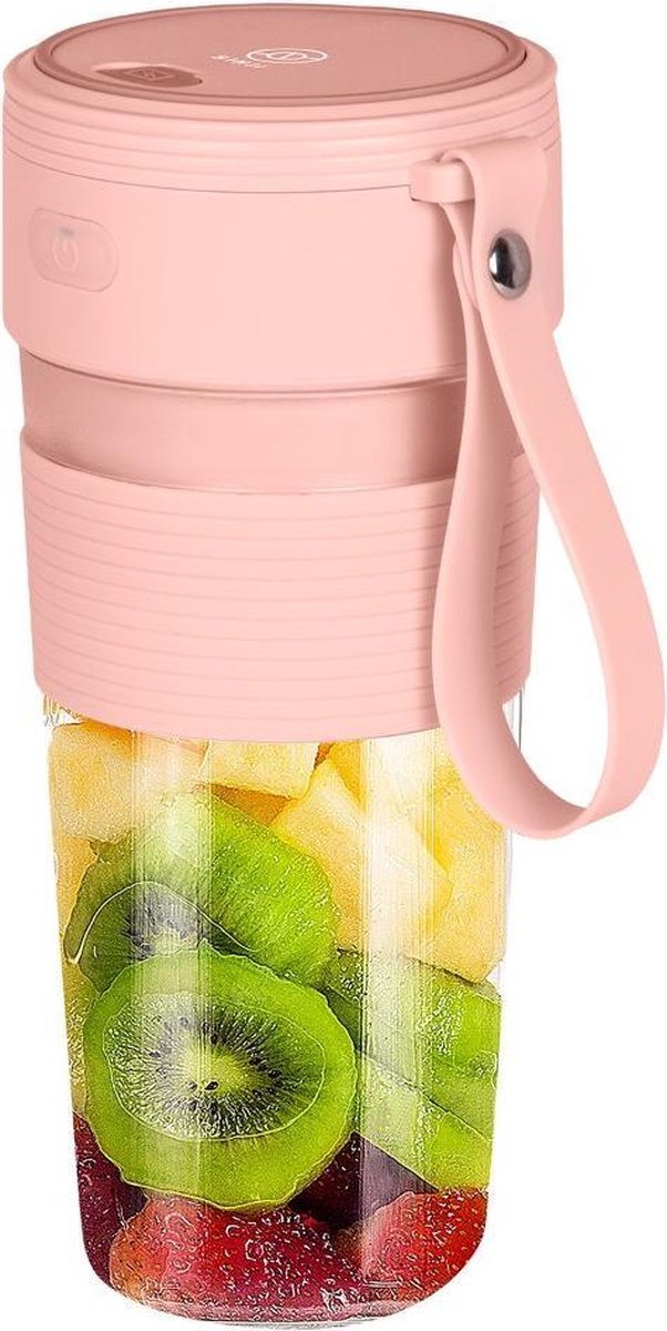 Sinji Portable Blender – Draagbare mini blender voor onderweg – Blender to go – Voor smoothies & (eiwit)shakes - 300ml – USB oplaadbaar - Roze