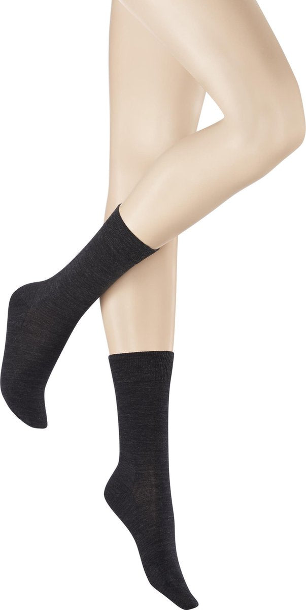 Kunert Soft Wool Cotton Dames Sokken - Anthtrazit Mele - Maat 39-42