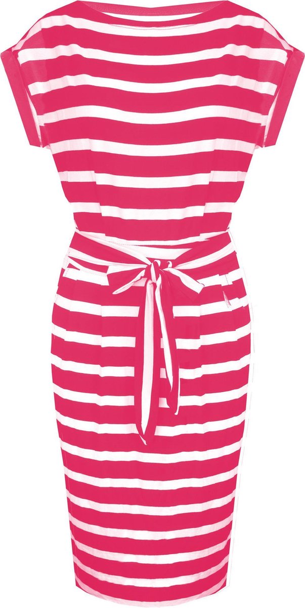 Strik Jurk Streep Fuchsia