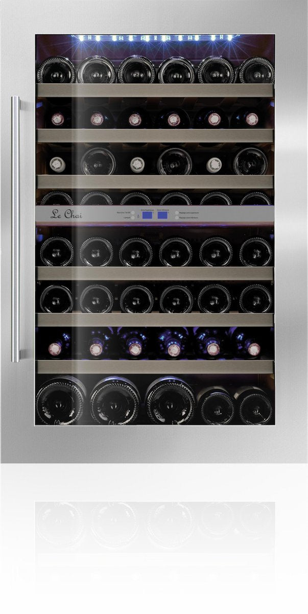 Le Chai LB555 - Inbouw Wijnkoelkast - RVS - 50 flessen - 2 Temperatuurzones