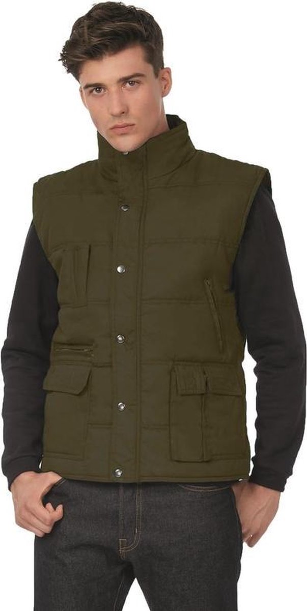 Outdoor/werk casual bodywarmer olijfgroen voor heren - Outdoorkleding/werkkleding - Mouwloze vesten L (52)