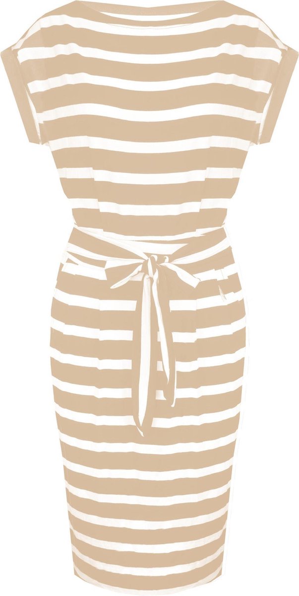 Strik Jurk Streep Beige