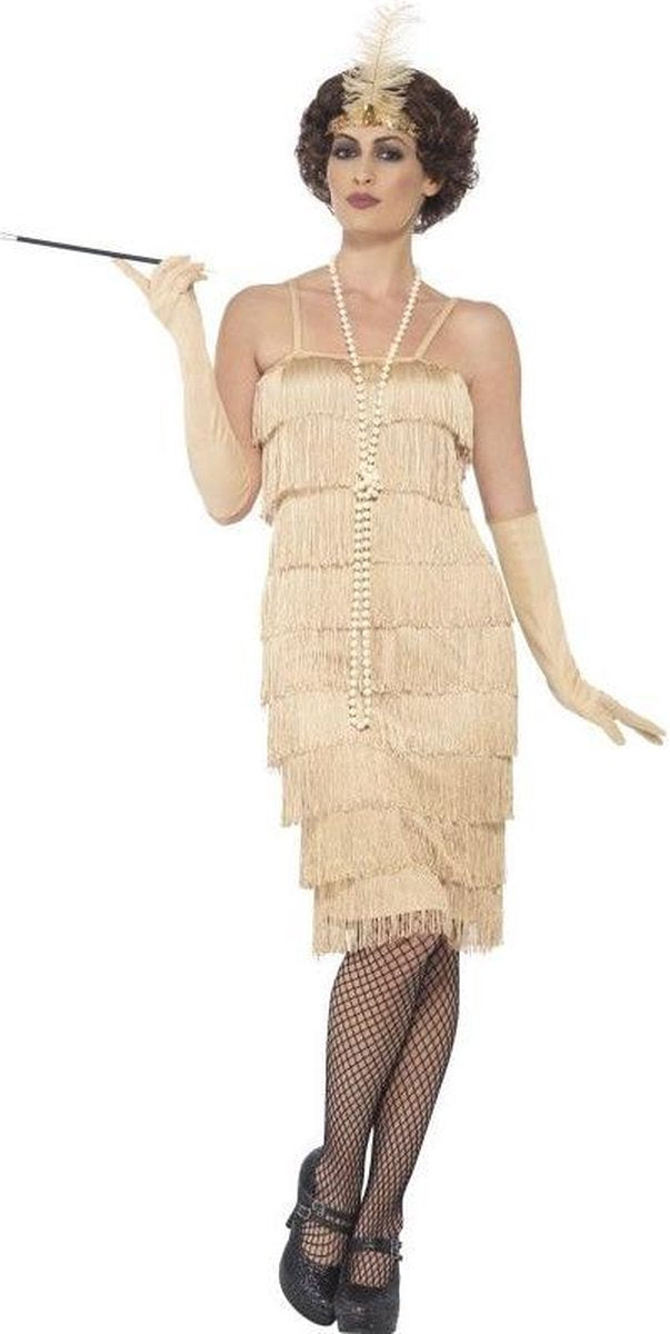 Beige charleston kostuum voor vrouwen - Volwassenen kostuums