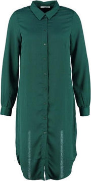 Pieces shiny groene regular fit longline blousejurk - Maat XS