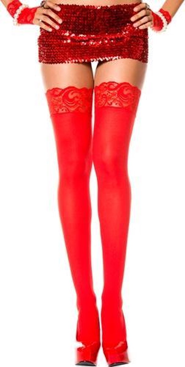 Lange Kousen Met Kanten Rand - Rood - Rood - Sexy Lingerie & Kleding - Beenmode - Dames Lingerie - Kousen