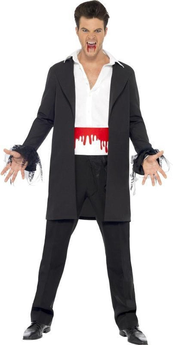 Vampier & Dracula Kostuum | Vampier Met Bloedend Shirt | Man | Medium | Halloween | Verkleedkleding