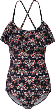 Badpak dames met een volante voorkant - Bruin -XS