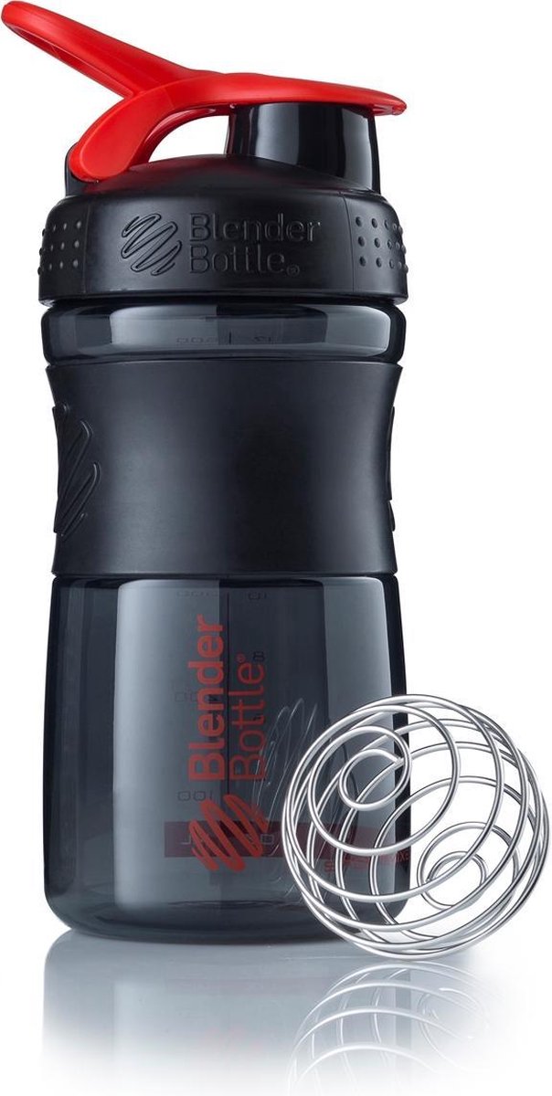 BlenderBottle SportMixer Tritan Grip - Eiwitshaker / Bidon - 590ml - Black/Red
