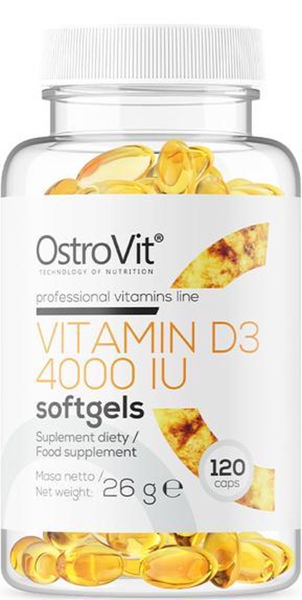 Vitaminen - Vitamin D3 4000 IU 120 Softgels OstroVit   + GRATIS Pill Box