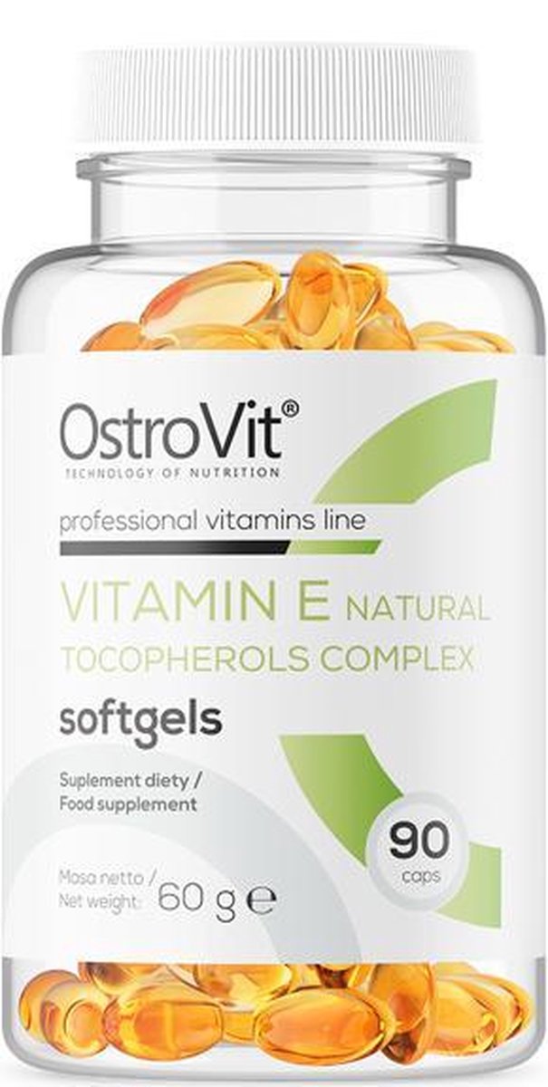 Vitaminen - Vitamin E Natural Tocopherols Complex 90 Softgels OstroVit   + GRATIS Pill Box