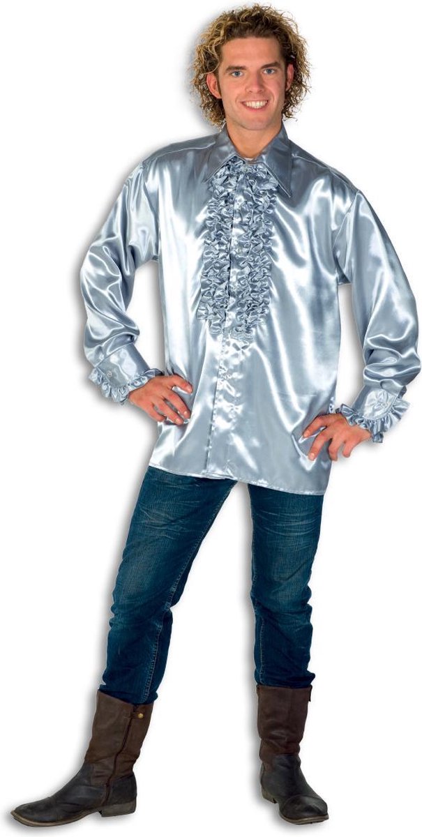 Ruche blouse zilver voor heer