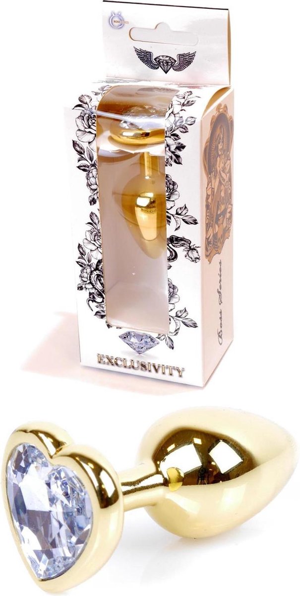Bossoftoys - Plug - Goud - anaal - Hartje - Wit - 64-00039 - gave cadeaubox