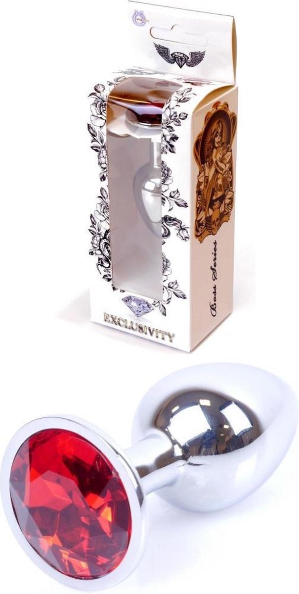 Butt plug - Anaal plug- Jawellery Silver PLUG- Rood