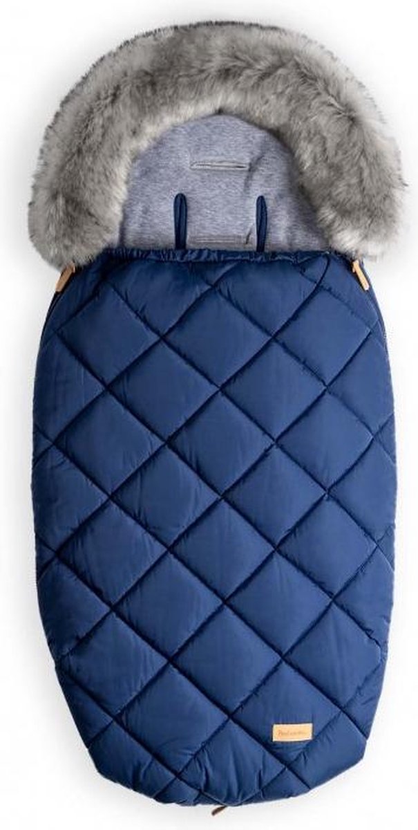 Voetenzak van Beztroska oekotex dons met imitatie bont - blauw