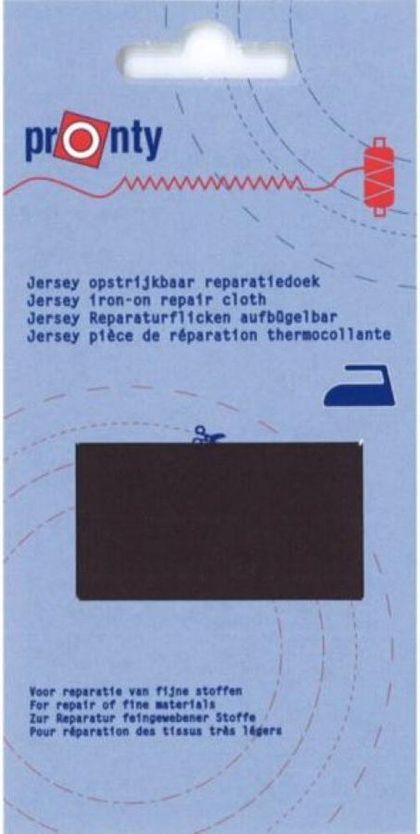 Pronty opstrijkbaar reparatiedoek - jersey - Donker Grijs  - Per Stuk.