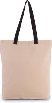 Shopper met plooi en hengsel Natural / Zwart