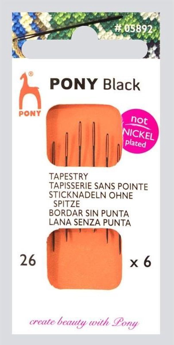 Pony Zwarte Borduurnaalden nr 26 zonder punt 6 stuks