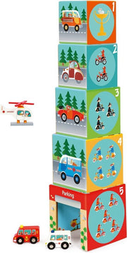 Scratch Build&Play: STAPELTOREN On The Road 5 stuks 13.5x13.5xH58cm