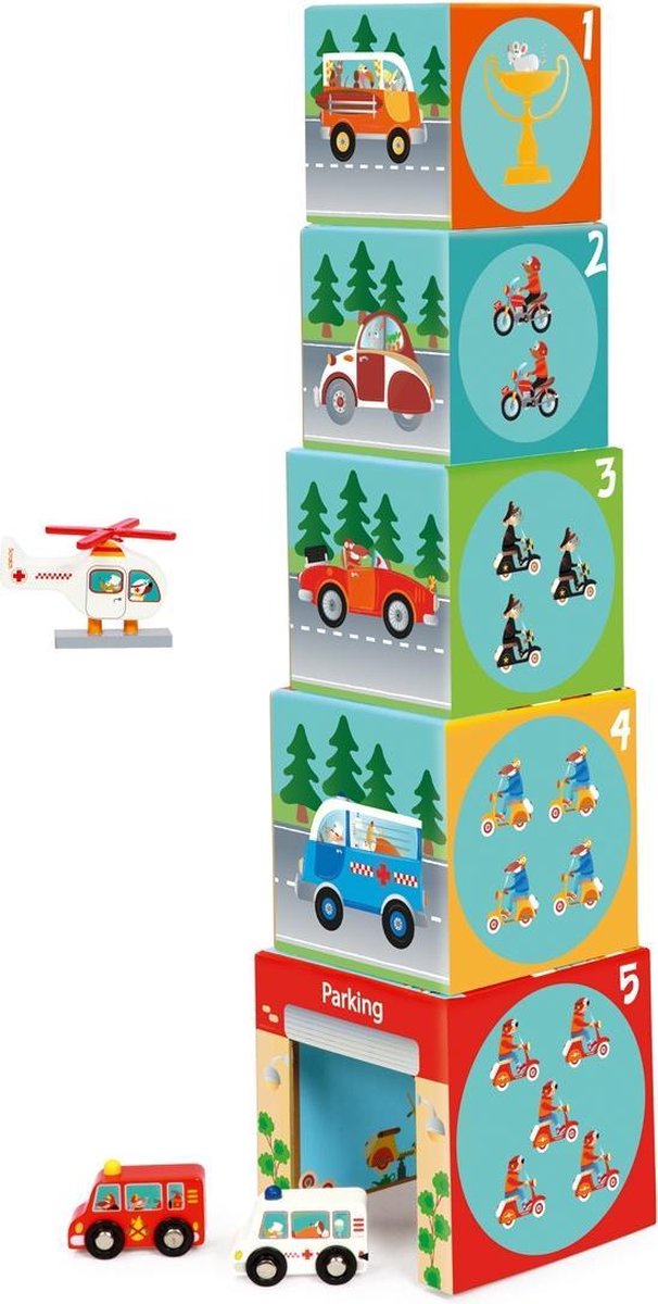 Scratch Build&Play: STAPELTOREN On The Road 5 stuks 13.5x13.5xH58cm