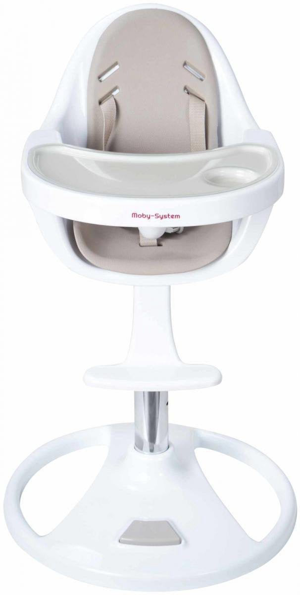 Moby System - Kinderstoel - FLORA - Hoge draaibare kinderstoel - Beige / Wit - Verstelbare hoogte
