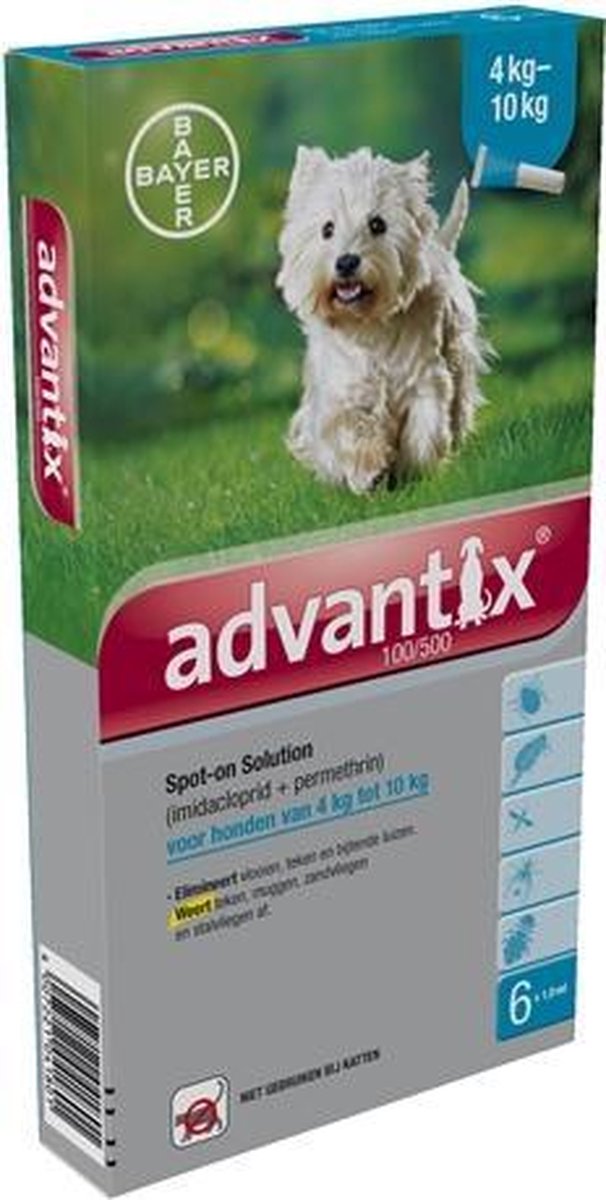 Bayer Advantix Vlooien & Teken Pipetten - Hond 4 tot 10 kg - 6 stuks