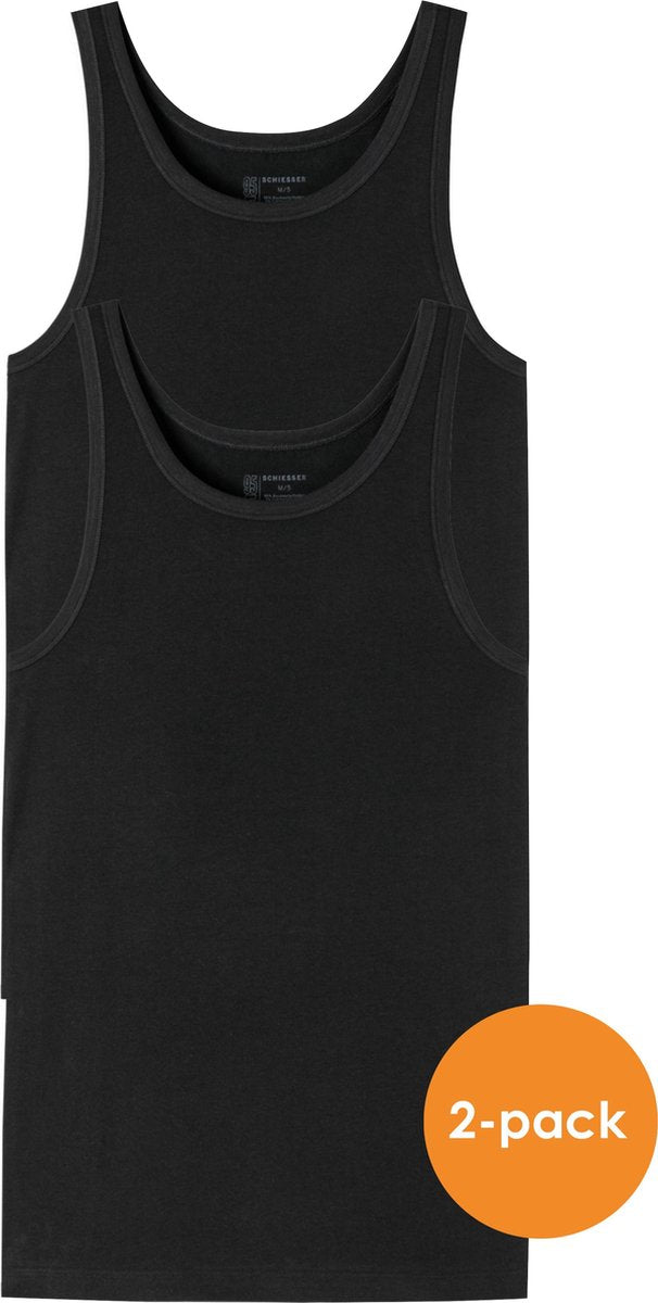 SCHIESSER 95/5 singlets (2-pack) - O-hals - zwart -  Maat: 3XL