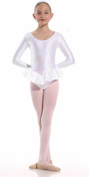Danceries Balletpakje Sarasson Lange mouwen dubbele rok Wit Elasthan - Maat 110-116