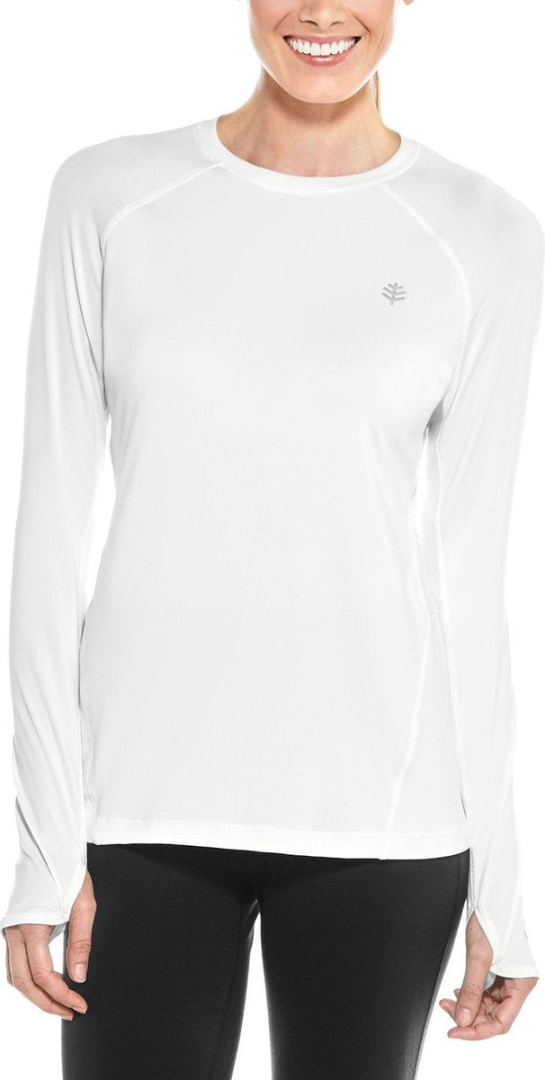 Coolibar - UV sportkleding voor dames - Longsleeve fitnesstop - Devi - Wit - maat XS
