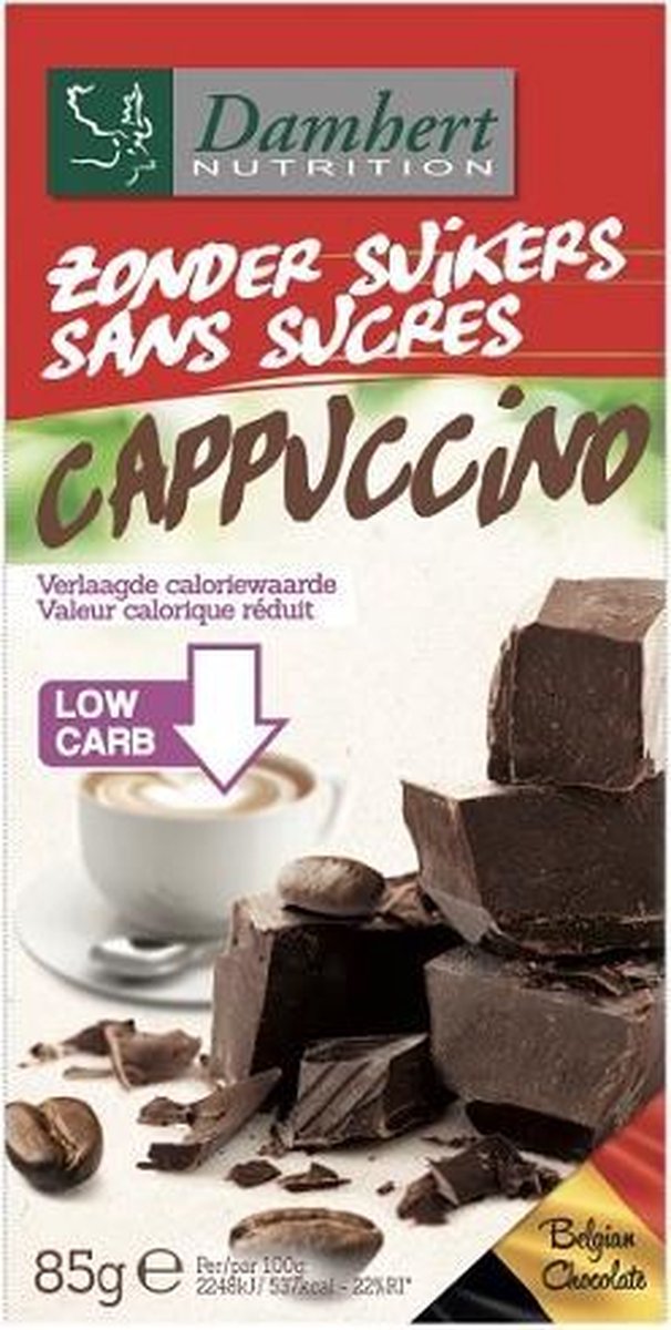 Damhert | Zonder Suikers Chocoladetablet | Cappuccino | 1 x 85 g  | Snel afvallen zonder poespas!