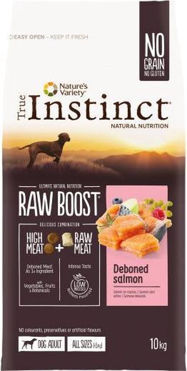 10 kg True instinct raw boost medium adult salmon hondenvoer
