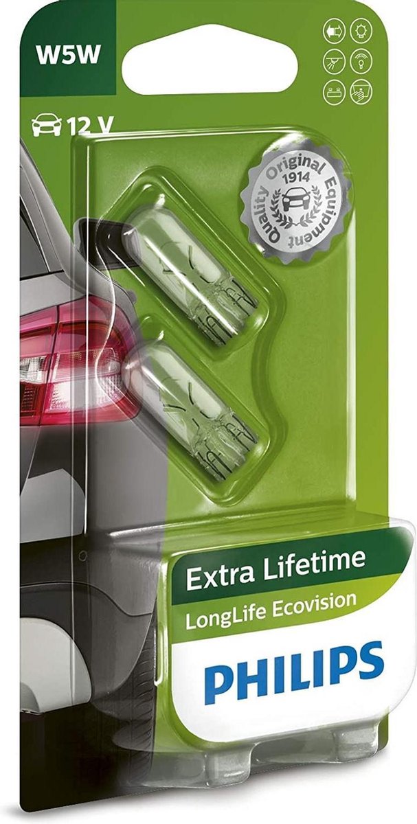 Philips LongLife Ecovision W5W-T10 12961LLECOB2