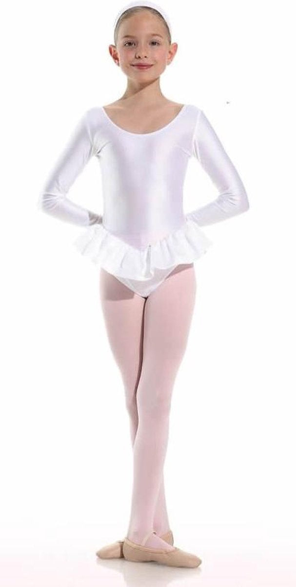 Danceries Balletpakje Sarasson Lange mouwen dubbele rok Wit Elasthan - Maat 98-104