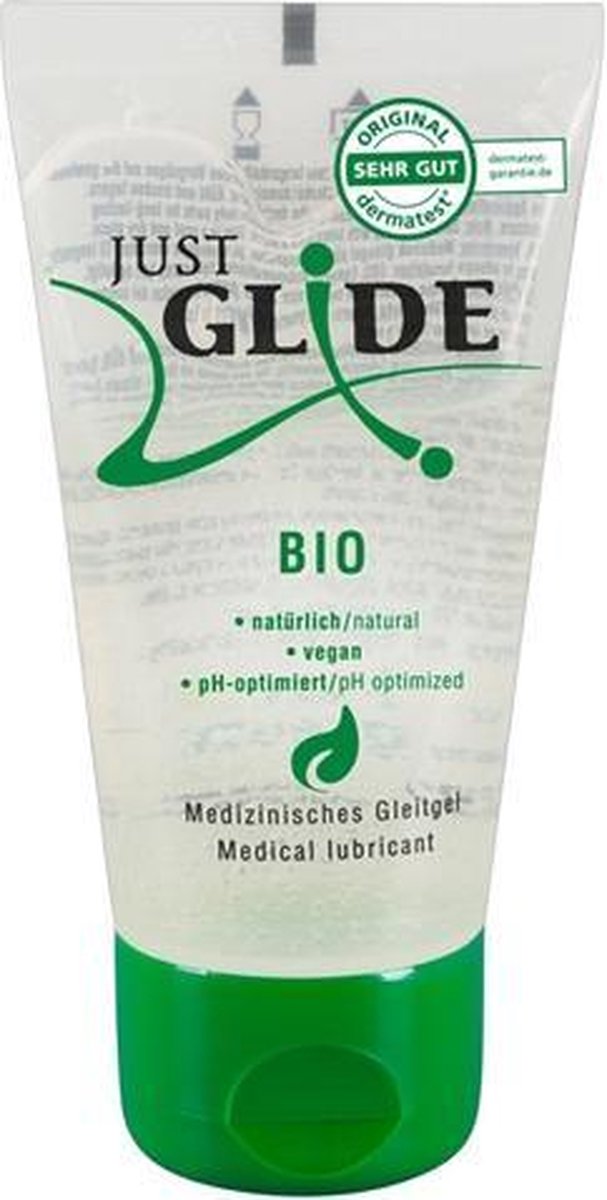 Just Glide Bio Waterbasis Glijmiddel - 50 ml | Waterbasis | Vrouwen | Mannen | Smaak | Condooms | Massage | Olie | Condooms |  Pjur | Anaal | Siliconen | Erotische | Easyglide