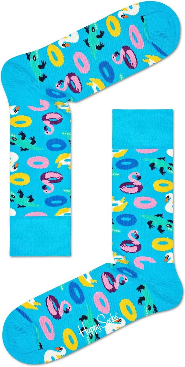 Happy Socks Pool Party Sok | Maat 36-40 | Lichtblauw | Happy Socks Dames met opblaas flamingo's | PPA01-6000