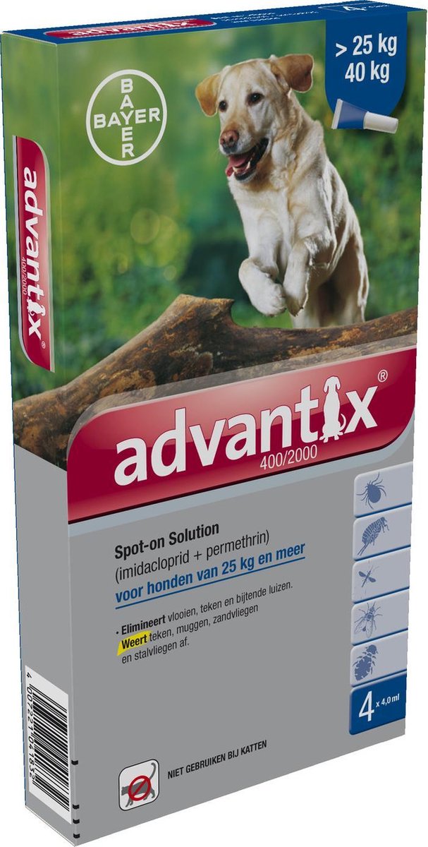 Bayer Advantix Vlooien & Teken Pipetten - Hond 25 tot 40kg - 4 stuks