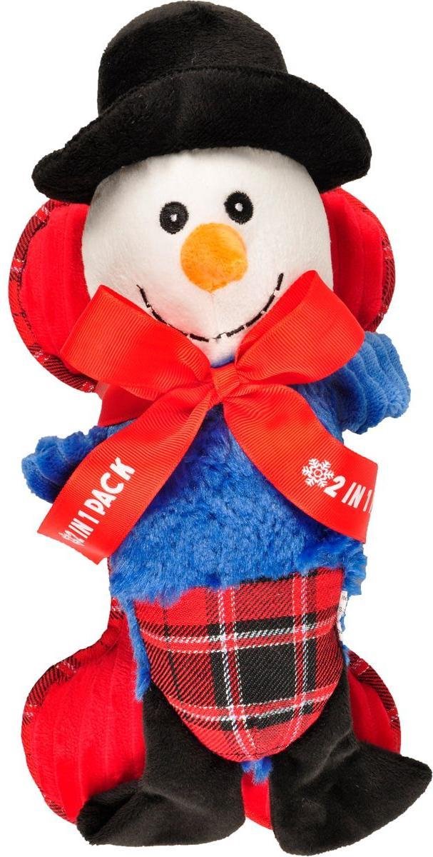 2 in 1 Kerst Sneeuwman Knuffel - Hondenspeelgoed - 27 cm