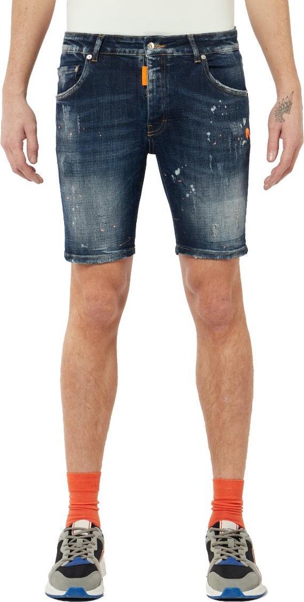 My Brand - Neon Orange Jeans Short - Blauw - Maat: 32