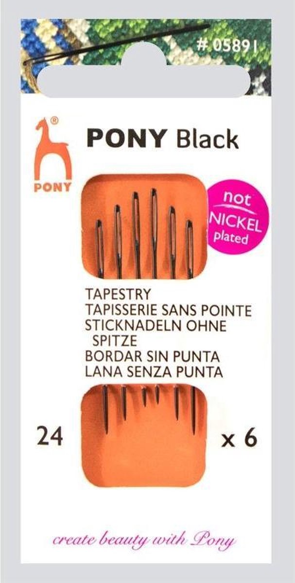 Pony Zwarte Borduurnaalden nr 24 zonder punt 6 stuks