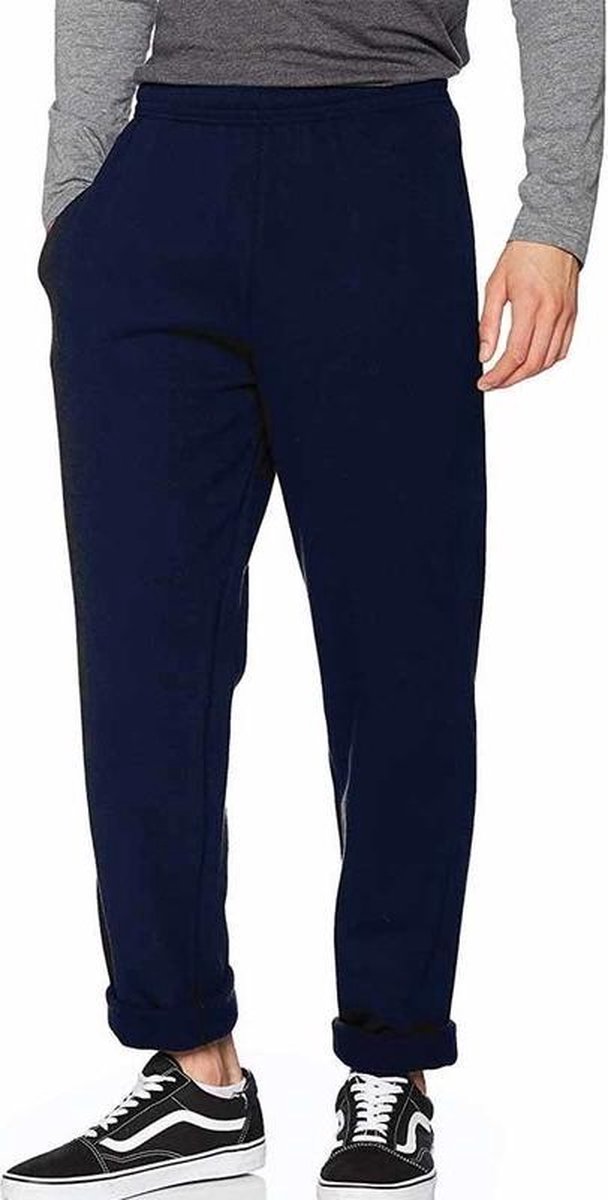 Joggingbroek Fruit of the Loom donkerblauw/deep navy voor volwassenen straight/open leg - Sportbroek/Trainingsbroek - Kleding S